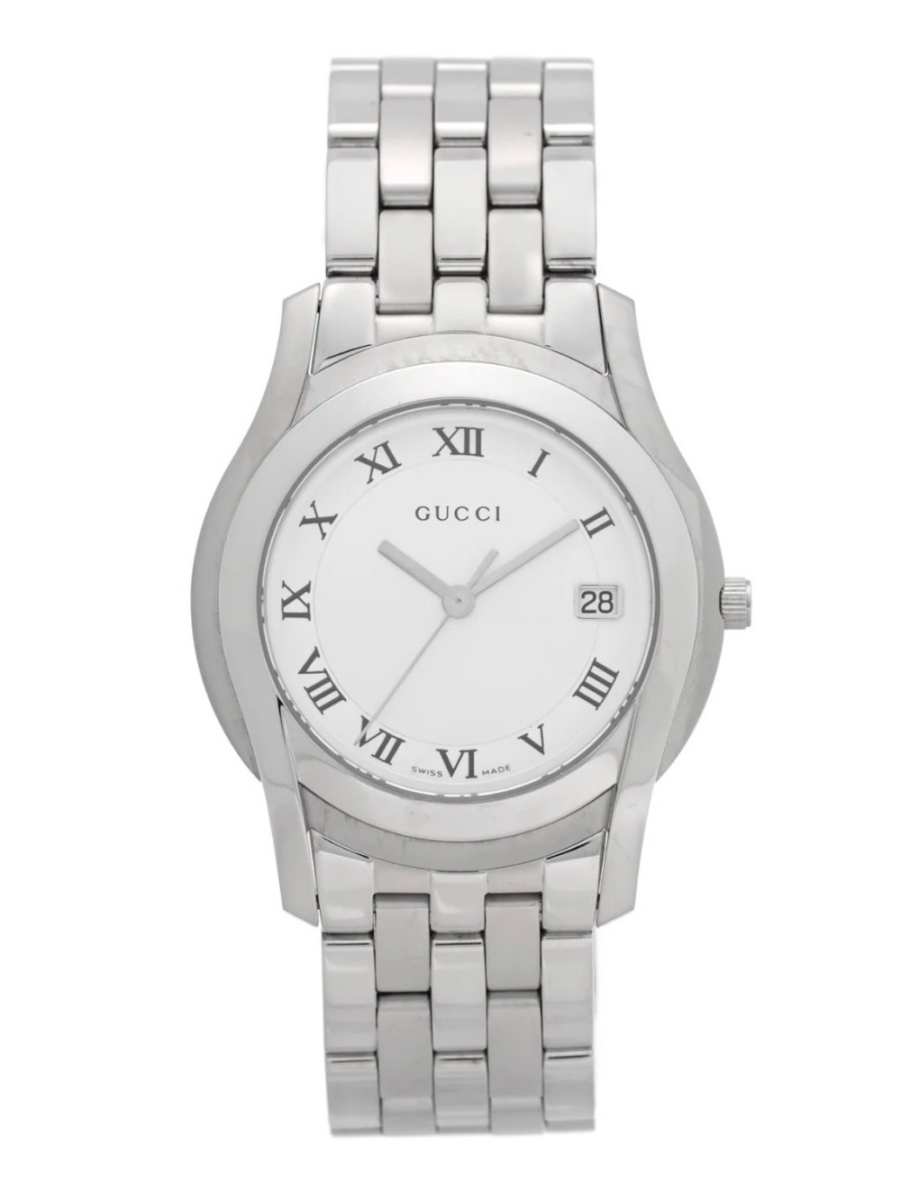 Gucci Silver Stainless Steel Roman Numeral Watch with White Dial - Picture 1 of 1